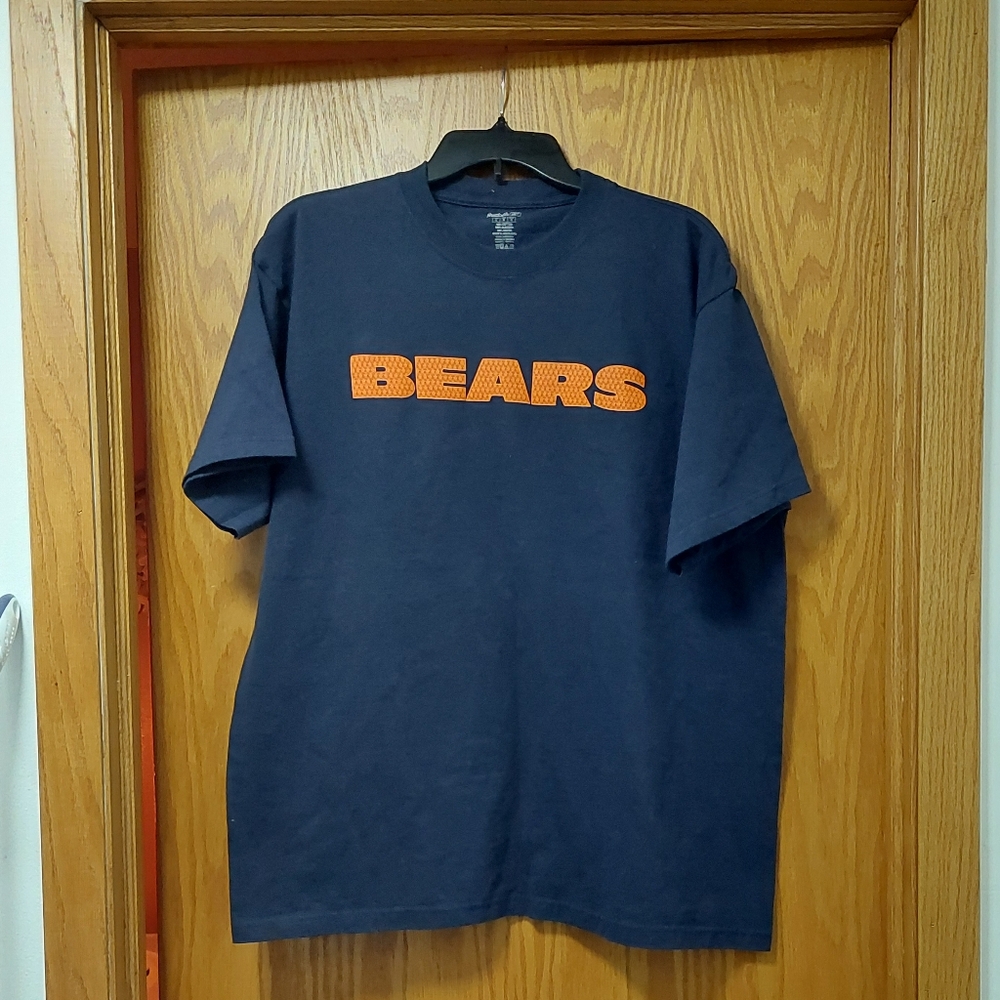 Reebok Dark Blue Tee with Orange Bears Logo. Size Large